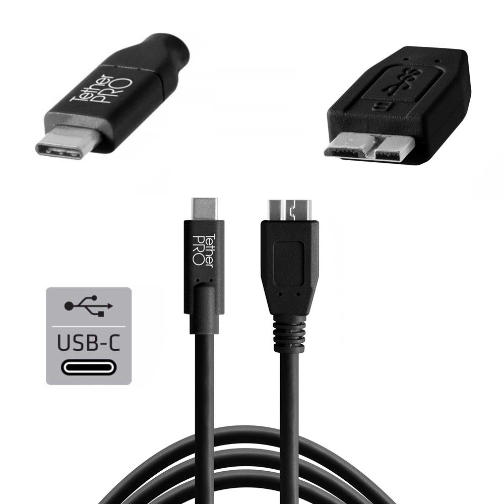 TetherPro USB-C til 3.0 Micro-B 4.6m Svart