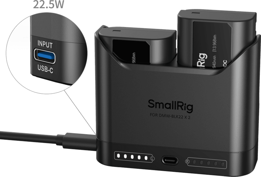 SmallRig 5487 Turbo Charging Kit for DMW-BLK22 Camera Batteries