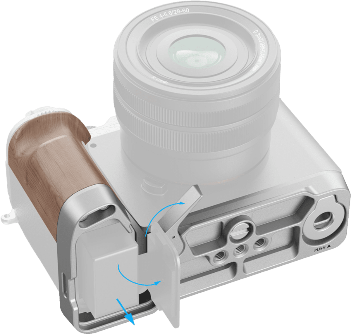 SmallRig 4796 L-Shape Mount Plate with Wooden Handle for Sony Alpha 7C II / Alpha 7CR